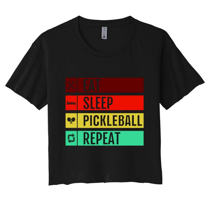 Eat Sleep Pickleball Repeat Women's Crop Top Tee