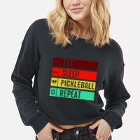 Eat Sleep Pickleball Repeat Cropped Pullover Crew
