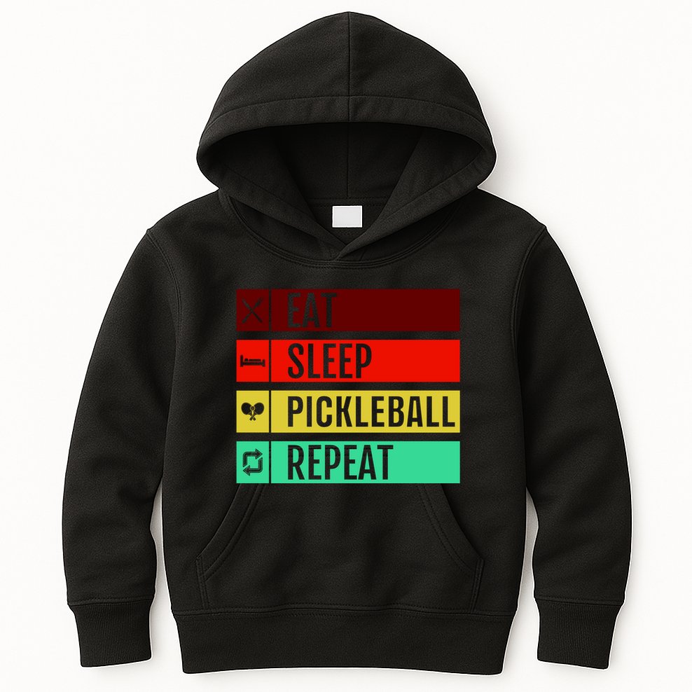 Eat Sleep Pickleball Repeat Kids Hoodie
