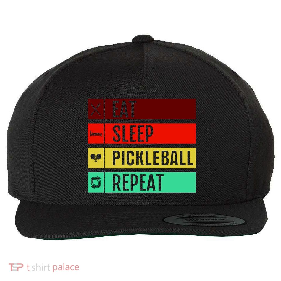Eat Sleep Pickleball Repeat Wool Snapback Cap