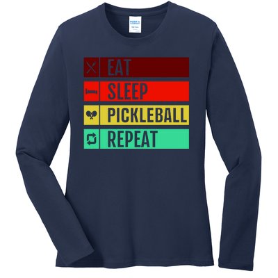 Eat Sleep Pickleball Repeat Ladies Long Sleeve Shirt