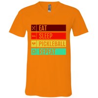 Eat Sleep Pickleball Repeat V-Neck T-Shirt