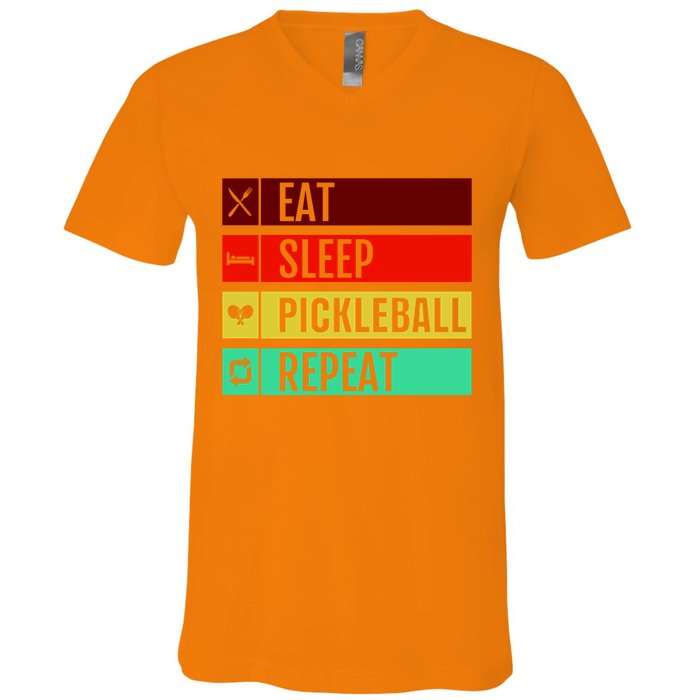Eat Sleep Pickleball Repeat V-Neck T-Shirt