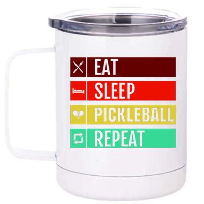 Eat Sleep Pickleball Repeat 12 oz Stainless Steel Tumbler Cup