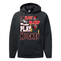 Eat Sleep Play Hockey Performance Fleece Hoodie