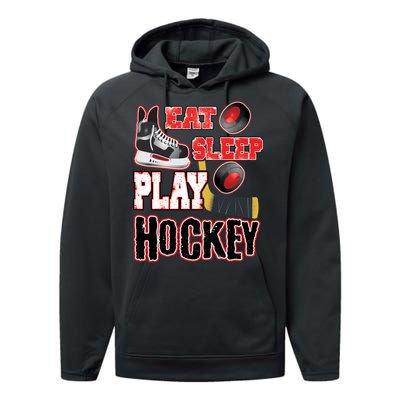 Eat Sleep Play Hockey Performance Fleece Hoodie