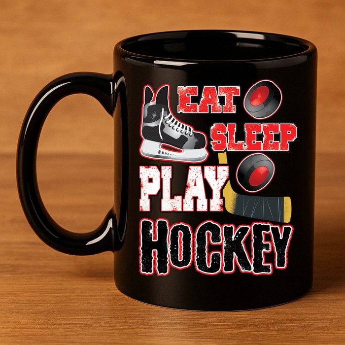 Eat Sleep Play Hockey 11oz C Handle Ceramic Mug