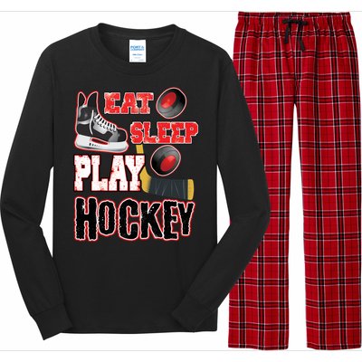 Eat Sleep Play Hockey Long Sleeve Pajama Set