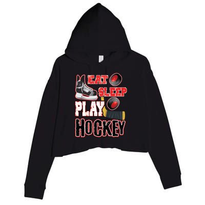 Eat Sleep Play Hockey Crop Fleece Hoodie