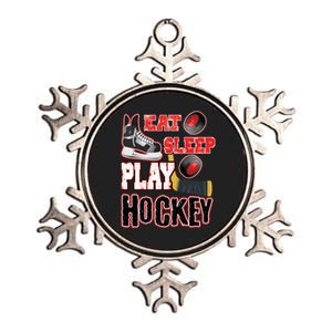 Eat Sleep Play Hockey Metallic Star Ornament