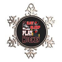 Eat Sleep Play Hockey Metallic Star Ornament