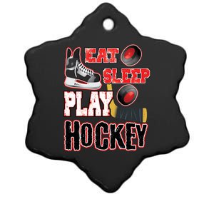 Eat Sleep Play Hockey Ceramic Star Ornament