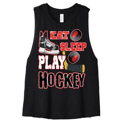 Eat Sleep Play Hockey Women's Racerback Cropped Tank