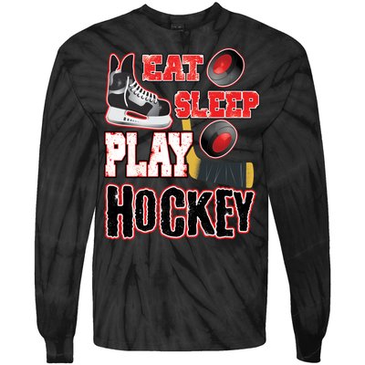 Eat Sleep Play Hockey Tie-Dye Long Sleeve Shirt