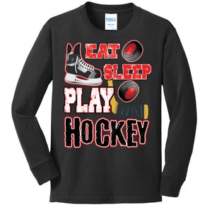 Eat Sleep Play Hockey Kids Long Sleeve Shirt