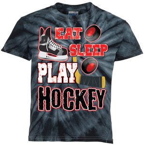 Eat Sleep Play Hockey Kids Tie-Dye T-Shirt