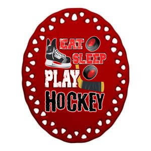 Eat Sleep Play Hockey Ceramic Oval Ornament