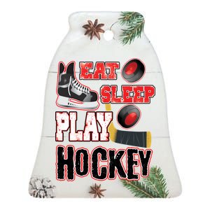 Eat Sleep Play Hockey Ceramic Bell Ornament