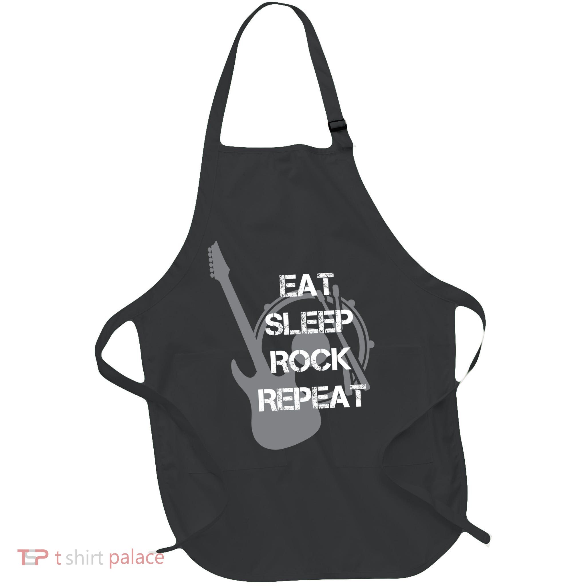 Eat Sleep Rock Repeat Full-Length Apron With Pockets