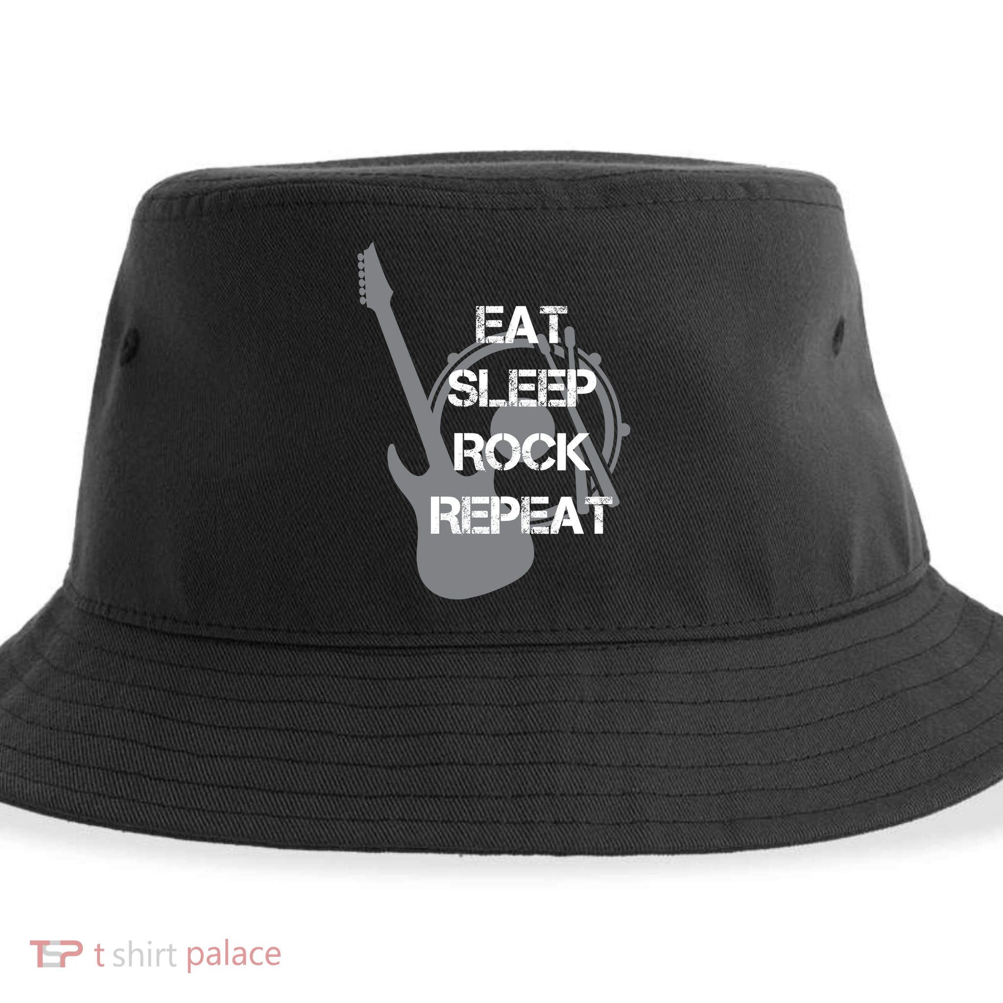 Eat Sleep Rock Repeat Sustainable Bucket Hat