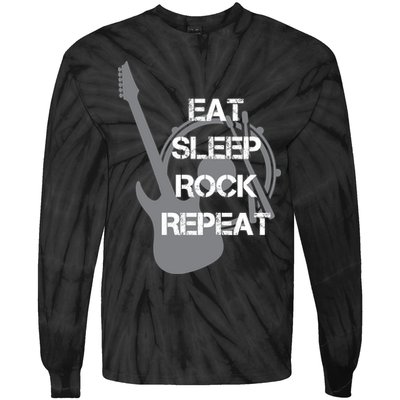 Eat Sleep Rock Repeat Tie-Dye Long Sleeve Shirt