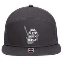 Eat Sleep Rock Repeat 7 Panel Mesh Trucker Snapback Hat