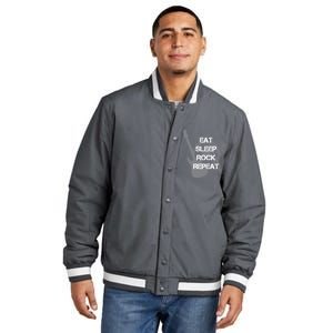 Eat Sleep Rock Repeat Insulated Varsity Jacket