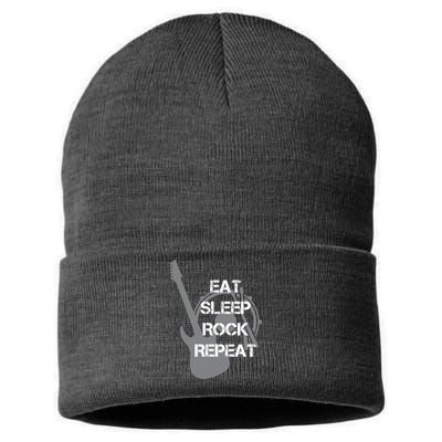 Eat Sleep Rock Repeat Sustainable Knit Beanie