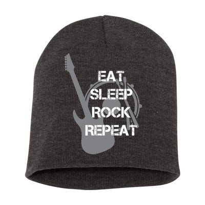 Eat Sleep Rock Repeat Short Acrylic Beanie