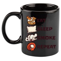 Eat Sleep Smoke Repeat 11oz C Handle Ceramic Mug