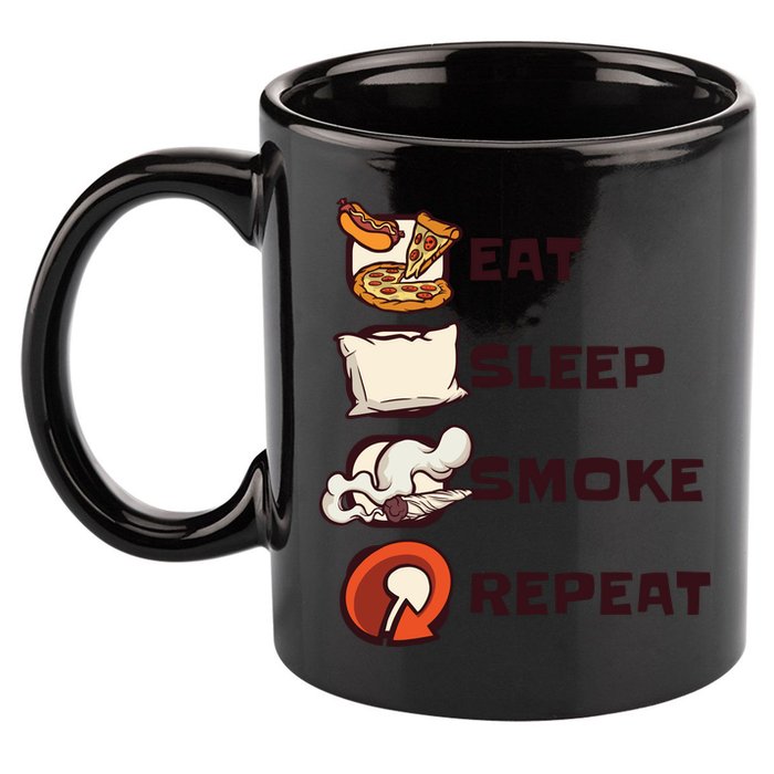 Eat Sleep Smoke Repeat 11oz C Handle Ceramic Mug
