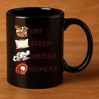 Eat Sleep Smoke Repeat 11oz C Handle Ceramic Mug