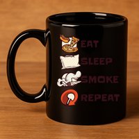 Eat Sleep Smoke Repeat 11oz C Handle Ceramic Mug