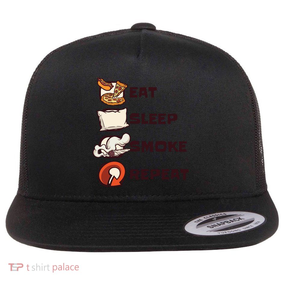 Eat Sleep Smoke Repeat Flatbill Hat