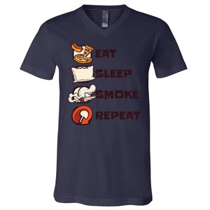 Eat Sleep Smoke Repeat V-Neck T-Shirt