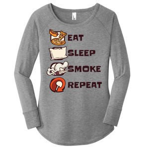 Eat Sleep Smoke Repeat Women's Perfect Tri Tunic Long Sleeve Shirt