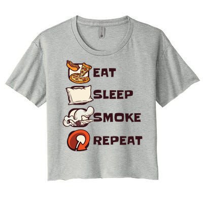 Eat Sleep Smoke Repeat Women's Crop Top Tee