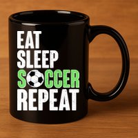 Eat Sleep Soccer Repeat 11oz C Handle Ceramic Mug