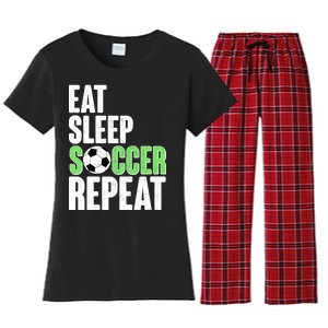 Eat Sleep Soccer Repeat Women's Flannel Pajama Set