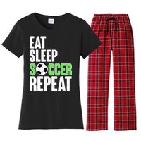 Eat Sleep Soccer Repeat Women's Flannel Pajama Set