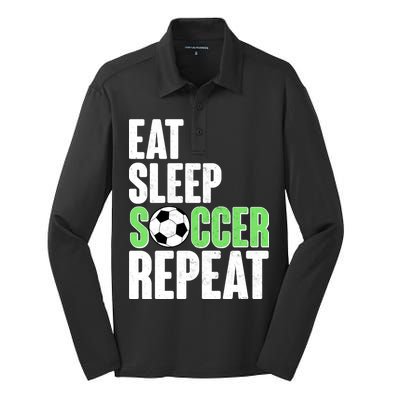 Eat Sleep Soccer Repeat Silk Touch Performance Long Sleeve Polo