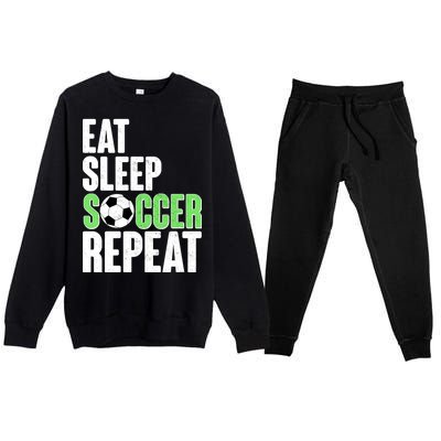 Eat Sleep Soccer Repeat Premium Crewneck Sweatsuit Set