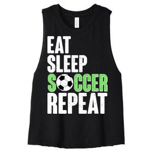 Eat Sleep Soccer Repeat Women's Racerback Cropped Tank