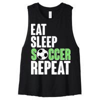 Eat Sleep Soccer Repeat Women's Racerback Cropped Tank