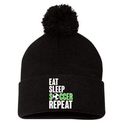 Eat Sleep Soccer Repeat Pom Pom 12in Knit Beanie