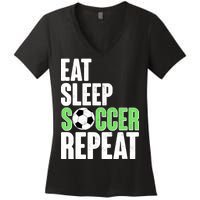 Eat Sleep Soccer Repeat Women's V-Neck T-Shirt