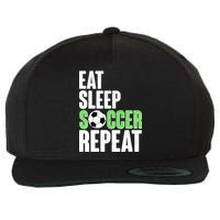 Eat Sleep Soccer Repeat Wool Snapback Cap