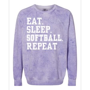 Eat Sleep Softball Repeat Colorblast Crewneck Sweatshirt