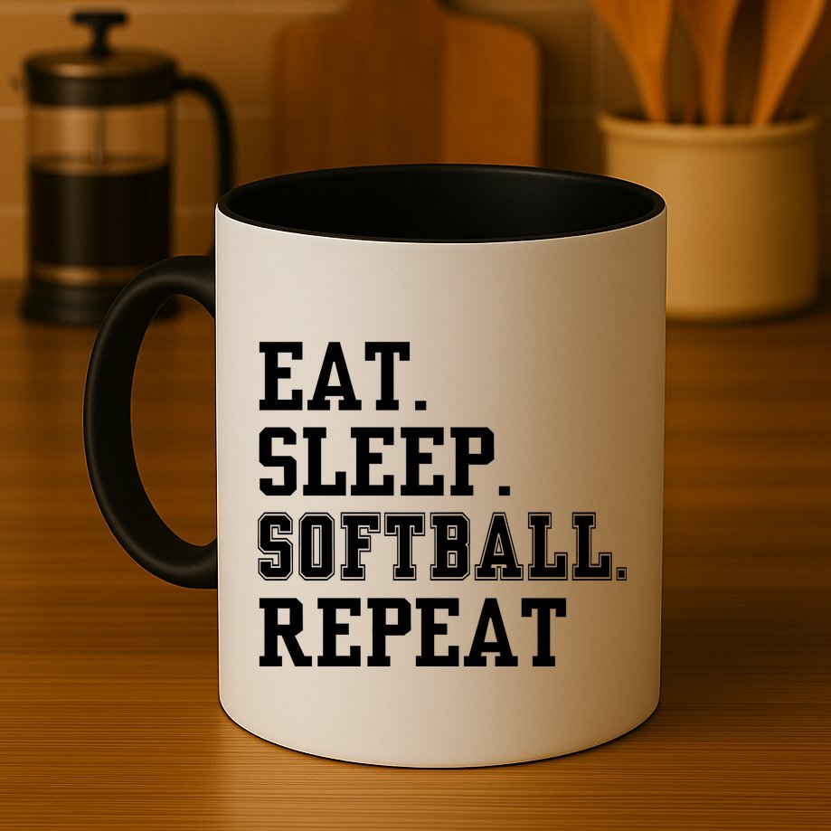 Eat Sleep Softball Repeat Mug