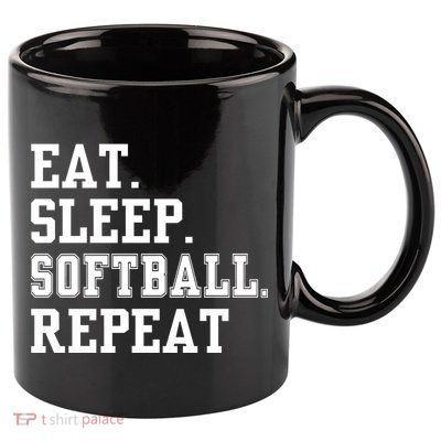 Eat Sleep Softball Repeat 11oz C Handle Ceramic Mug